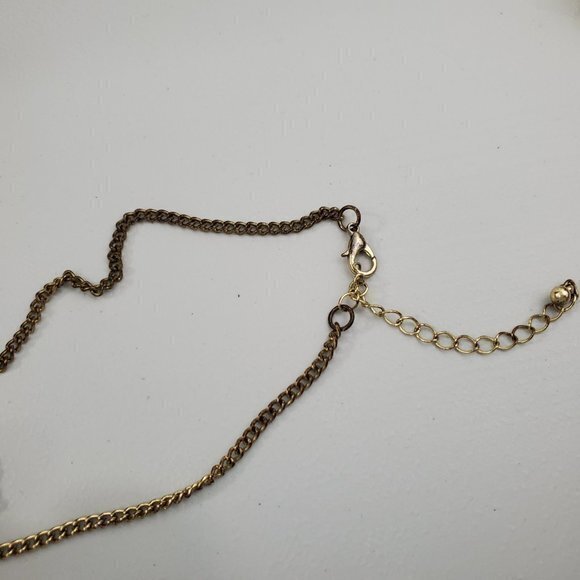 Geode Necklace Green Gold Tone Chain Rock Crystal - Picture 4 of 8